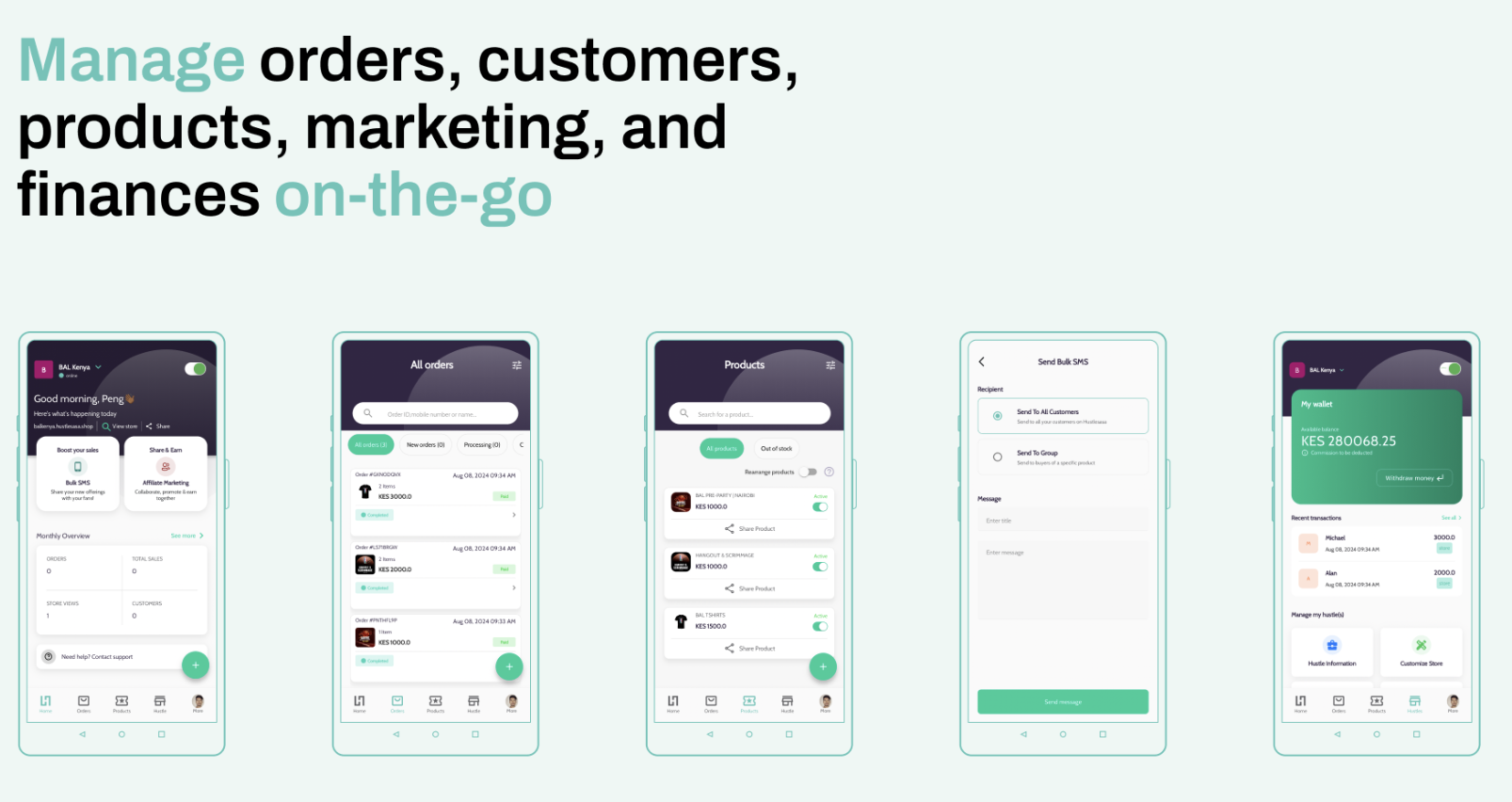 HustleSasa platform screenshot on a mobile phone